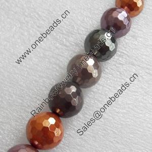 South Sea Shell Beads, 128Facets, 10mm, Hole:Approx 1mm, Sold per 16-inch Strand