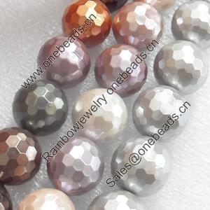 South Sea Shell Beads, Mixed color, 128Facets, 10mm, Hole:Approx 1mm, Sold per 16-inch Strand