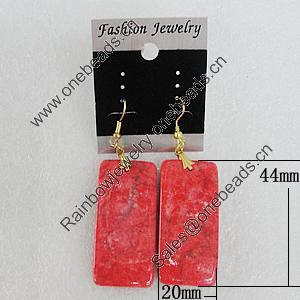 Resin Earrings, Rectangle 44x20mm, Sold by Group