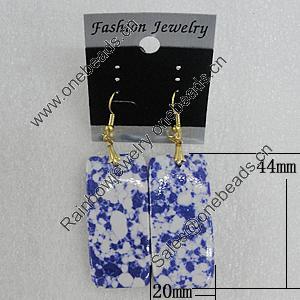 Resin Earrings, Rectangle 44x20mm, Sold by Group