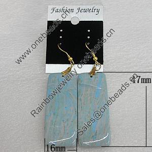 Resin Earrings, Rectangle 47x16mm, Sold by Group