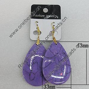 Resin Earrings, Teardrop 43x33mm, Sold by Group