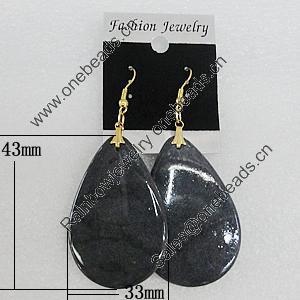 Resin Earrings, Teardrop 43x33mm, Sold by Group