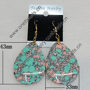 Resin Earrings, Teardrop 43x33mm, Sold by Group