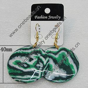 Resin Earrings, Flat Round 40mm, Sold by Group