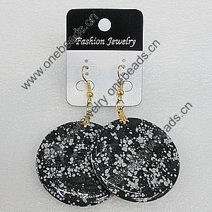 Resin Earrings, Flat Round 40mm, Sold by Group