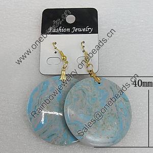 Resin Earrings, Flat Round 40mm, Sold by Group