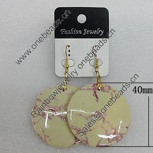 Resin Earrings, Flat Round 40mm, Sold by Group