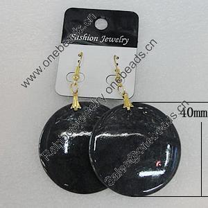 Resin Earrings, Flat Round 40mm, Sold by Group