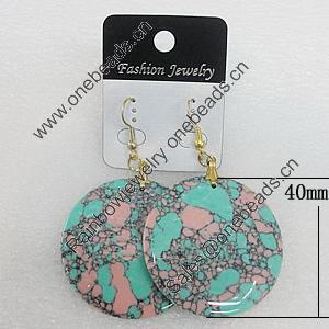 Resin Earrings, Flat Round 40mm, Sold by Group
