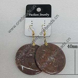 Resin Earrings, Flat Round 40mm, Sold by Group