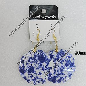 Resin Earrings, Flat Round 40mm, Sold by Group