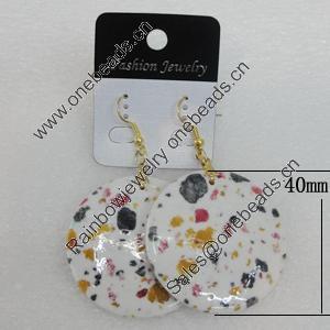 Resin Earrings, Flat Round 40mm, Sold by Group