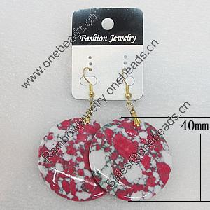 Resin Earrings, Flat Round 40mm, Sold by Group