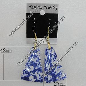 Resin Earrings, Trapezia 42x27mm, Sold by Group