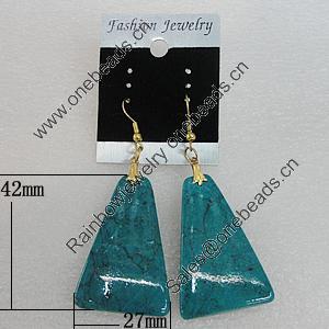 Resin Earrings, Trapezia 42x27mm, Sold by Group