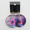 Resin Earrings, Flat Round 50mm, Sold by Group