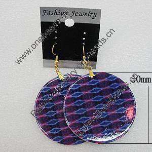 Resin Earrings, Flat Round 50mm, Sold by Group