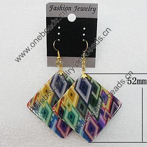 Resin Earrings, Diamond 52mm, Sold by Group