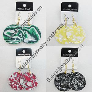 Resin Earrings, Mix Color, Flat Round 52mm, Sold by Group