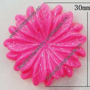 Resin Cabochons, No Hole Headwear & Costume Accessory, Flower 30mm, Sold by Bag