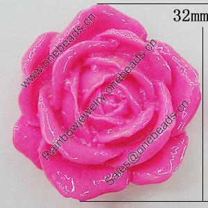 Resin Cabochons, No Hole Headwear & Costume Accessory, Flower 32mm, Sold by Bag