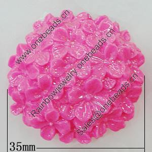 Resin Cabochons, No Hole Headwear & Costume Accessory, Flower 35mm, Sold by Bag