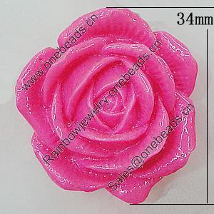 Resin Cabochons, No Hole Headwear & Costume Accessory, Flower 34mm, Sold by Bag