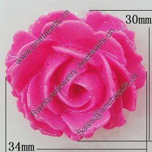 Resin Cabochons, No Hole Headwear & Costume Accessory, Flower 34x30mm, Sold by Bag