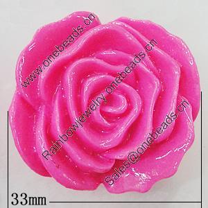 Resin Cabochons, No Hole Headwear & Costume Accessory, Flower 33mm, Sold by Bag
