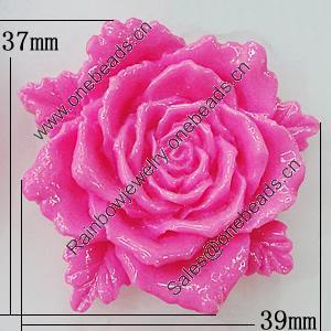 Resin Cabochons, No Hole Headwear & Costume Accessory, Flower 39x37mm, Sold by Bag