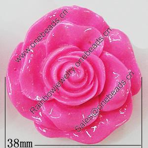 Resin Cabochons, No Hole Headwear & Costume Accessory, Flower 38mm, Sold by Bag