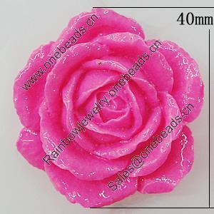 Resin Cabochons, No Hole Headwear & Costume Accessory, Flower 40mm, Sold by Bag