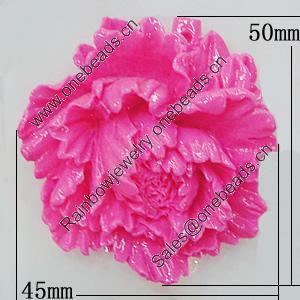 Resin Cabochons, No Hole Headwear & Costume Accessory, Flower 50x45mm, Sold by Bag