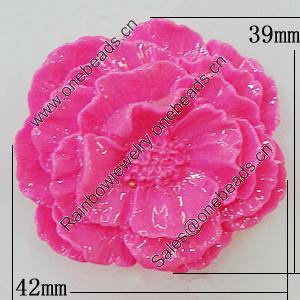 Resin Cabochons, No Hole Headwear & Costume Accessory, Flower 42x39mm, Sold by Bag