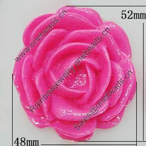 Resin Cabochons, No Hole Headwear & Costume Accessory, Flower 52x48mm, Sold by Bag