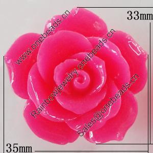 Resin Cabochons, No Hole Headwear & Costume Accessory, Flower 35x33mm, Sold by Bag