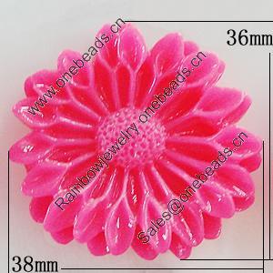 Resin Cabochons, No Hole Headwear & Costume Accessory, Flower 38x36mm, Sold by Bag