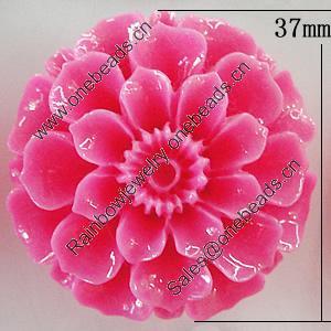 Resin Cabochons, No Hole Headwear & Costume Accessory, Flower 37mm, Sold by Bag