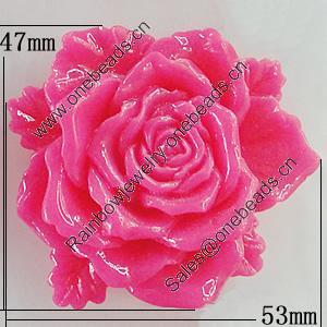 Resin Cabochons, No Hole Headwear & Costume Accessory, Flower 53x47mm, Sold by Bag