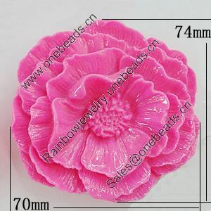 Resin Cabochons, No Hole Headwear & Costume Accessory, Flower 74x70mm, Sold by Bag