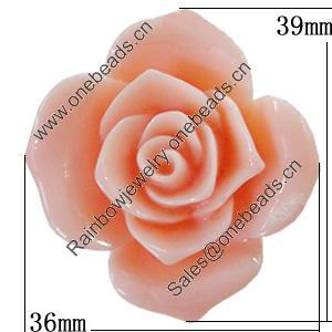 Resin Cabochons, No Hole Headwear & Costume Accessory, Flower 39x36mm, Sold by Bag