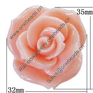 Resin Cabochons, No Hole Headwear & Costume Accessory, Flower 35x32mm, Sold by Bag