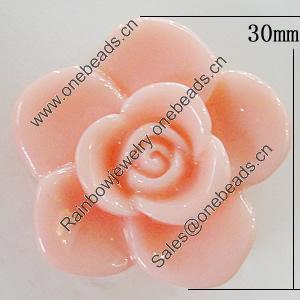 Resin Cabochons, No Hole Headwear & Costume Accessory, Flower 30mm, Sold by Bag