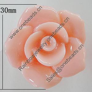 Resin Cabochons, No Hole Headwear & Costume Accessory, Flower 30mm, Sold by Bag