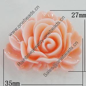 Resin Cabochons, No Hole Headwear & Costume Accessory, Flower 35x27mm, Sold by Bag