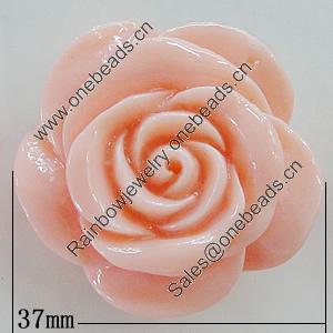 Resin Cabochons, No Hole Headwear & Costume Accessory, Flower 37mm, Sold by Bag