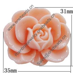 Resin Cabochons, No Hole Headwear & Costume Accessory, Flower 35x31mm, Sold by Bag