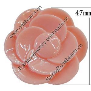 Resin Cabochons, No Hole Headwear & Costume Accessory, Flower 47mm, Sold by Bag