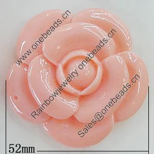 Resin Cabochons, No Hole Headwear & Costume Accessory, Flower 52mm, Sold by Bag